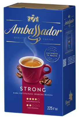 Кава мелена Ambassador Strong, 225 г